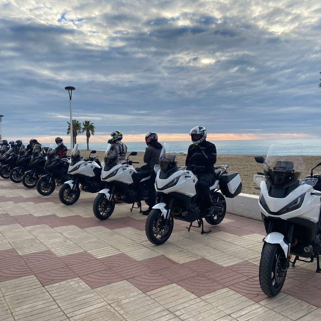 Noble Events Honda Motor Europe Motorcycle Launch Honda bikes lined up in front of beach